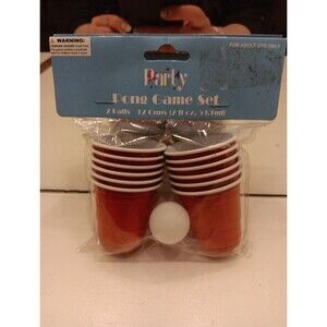 Party Pong Game Set New 12 Count Mini Red Cups 2 oz 2 Mini Ping Pong Balls
